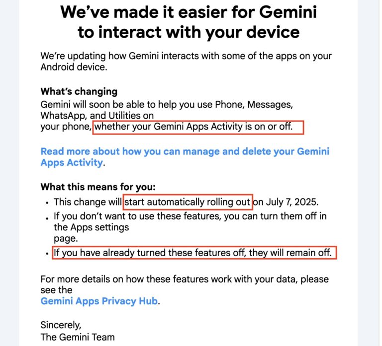 Gemini notification mail