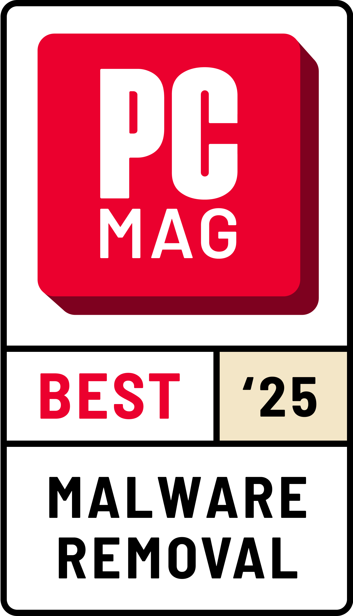 Distintivo PC Mag Best of 2025 Malware Removal (Melhor de 2025 para remoção de malware)