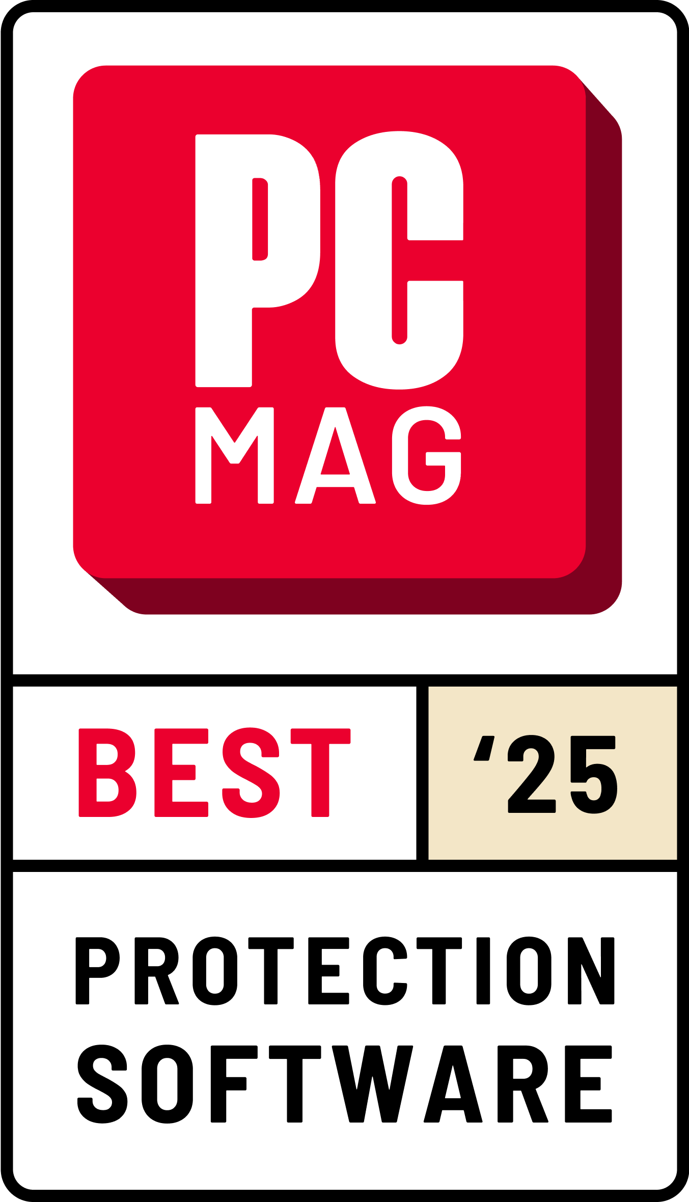 Distintivo do Melhor Software de Proteção de 2025 da PC MAG