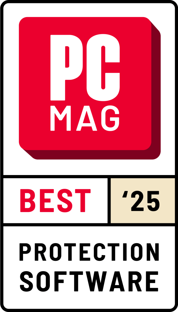 Distintivo do Melhor Software de Proteção de 2025 da PC MAG