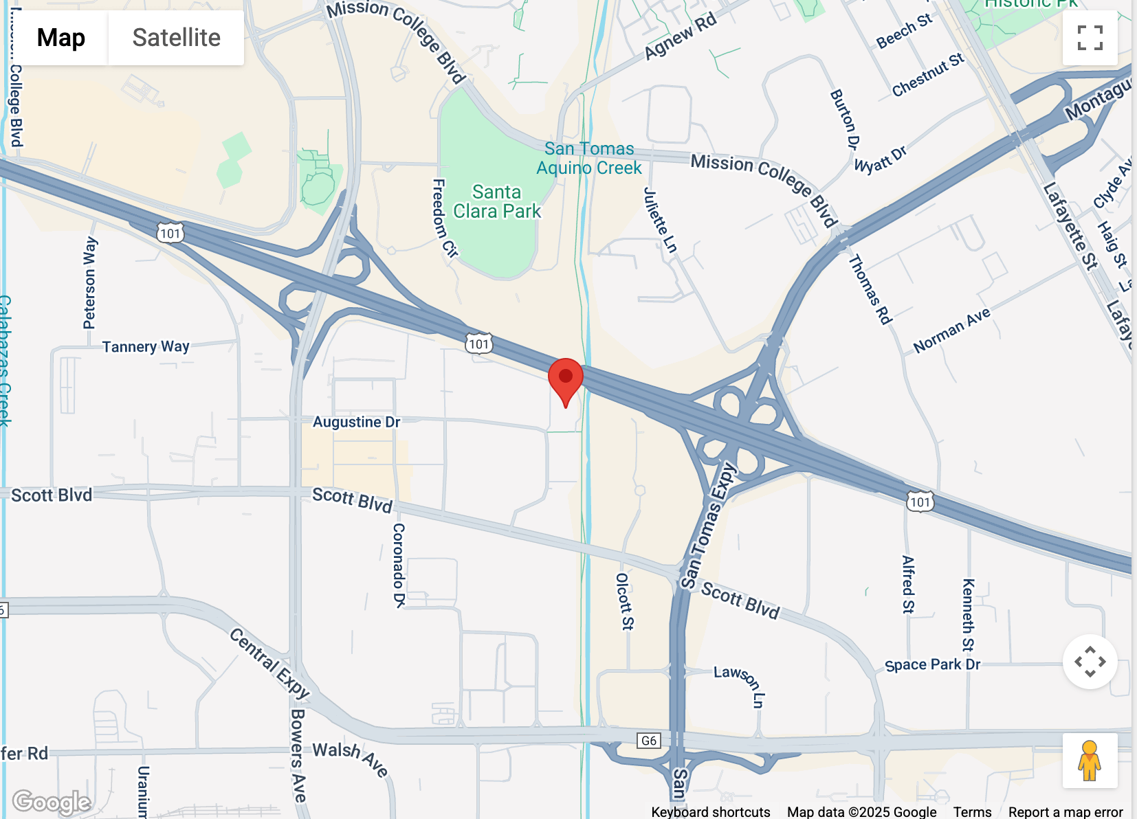 Imagem do mapa do escritório Malwarebytes em Santa Clara, Califórnia