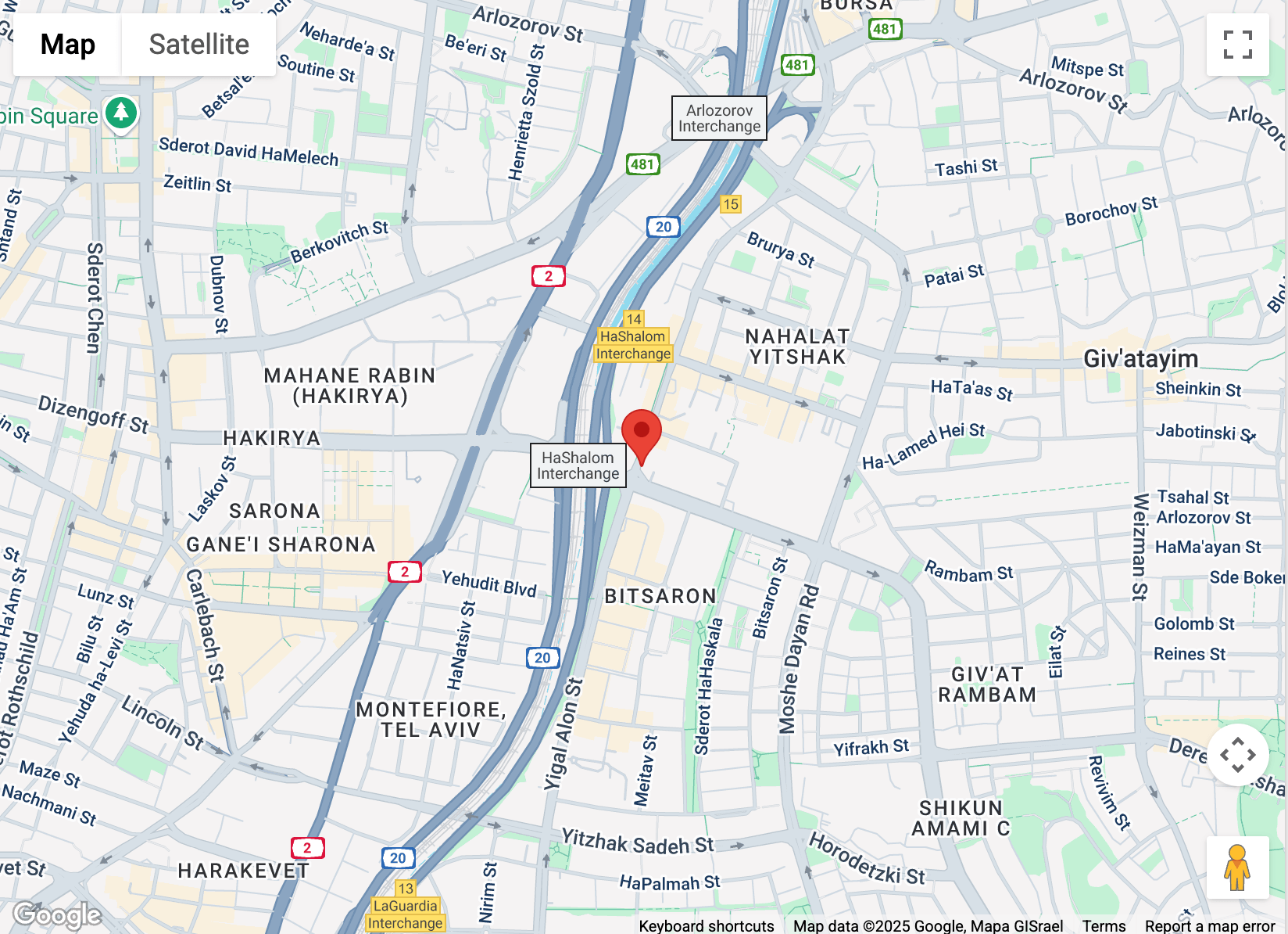 Imagem do mapa do escritório Malwarebytes em Tel Aviv, Israel